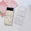 Custodia per telefono Cute Laser Star Love Heart per Samsung Galaxy Z Flip 3 5G Custodia protettiva trasparente