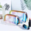 Wasserdichter holografischer Make-up-Taschen-Organizer, großes Fassungsvermögen, Kosmetiktasche, durchsichtig, tragbares Federmäppchen, Reisehandtasche für Damen