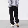 Jeans pour hommes Harajuku rayé Patchwork crâne broderie rétro hommes pantalon surdimensionné droit Vibe Style décontracté Denim pantalon Streetwear