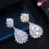 Charme gracieux diamant boucle d'oreille designer pour femme cadeau de fête or 18 carats AAA zircon cubique cuivre sud-américain mariée fiançailles femmes boucles d'oreilles en argent taille 5x2.4CM