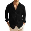 Camicie casual da uomo Manica lunga estiva da uomo Elegante designer Tinta unita Comodo cotone Lino Abbigliamento vintage CamisasMen's