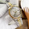 남성 자동 기계식 시계 레드 다이얼 41mm 시계 실버/골드 스테인리스 스틸 스트랩 날짜 날짜 시계 다이아몬드