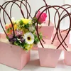 Presentförpackning Kraftpapperspåse med handtag Portable Flower Box Watertproof Handy Wedding Party för Candy Cake BirthdayGift