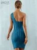 Adyce One Shoulder Summer Women Bodycon Bandage Dress Sexy Hollow Out Sleeveless Midi Celebrity Runway Party Club 220426