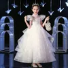 Prenses Çiçek Kız Elbiseler Balo Gowns Toddler Pageant Elbiseler Aplikeler Doğum Günü Partisi Kız Düğün