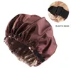 Household Sundries New Satin Hair Cap For Sleeping Invisible Flat Imitation Silk Round Haircare Women Headwear Ceremony Adjusting Button Night Hat