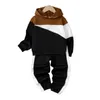 Kleidungssets Winter Kleinkind Baby Jungen Trainingsanzug Langarm Hoodie + Hosen Sweatsuit Colorblock Sweatshirt Hosen Jogger Sportbekleidung 1-6T