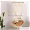 Cat Swing Hammock Boho Style Cage Bed Handmade Hanging Sleep Chair Seats Tassel Cats Toy Play Cotton Rope Pets House Drop Delivery 2021 Beds