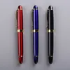 Brand new deluxe piston filled fountain pen high quality black resin and classic gold plated nib business office writing ink pen can be customized with serial number