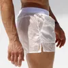 Męskie wygodne szorty Sexy w pełni przezroczyste szybkoschnące szorty Masculino męskie Homme odzież sportowa Maillot De Bain Short 220629