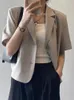 Mode Button Up Frauen Anzug Blazer Sommer Kurzarm Dünne Mäntel Lose Entworfen Koreanische Casual Büro Damen