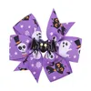 Halloween barn flickor pumpa spöke pinwheel hårklipp hår tillbehör grosgrain band bågar Barrettes för baby 3,3 tum M4188