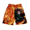 Demon Slayer Kimetsu Hayır Yaiba Kısa Pantolon Erkek Anime 3D Baskı Plaj Şortları Harajuku Street Giyim Erkek Kurul Çocukları Pantolon D220615