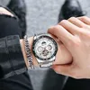 Aocasdiy Original Exquisite Skeleton Mechanical Watch Luxus Edelstahl Für MAN Self Wicking, Leuchtendial,