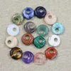 Assortiment de breloques Gogo Donut en pierre naturelle, 18mm, pendentifs en Quartz Rose, perles de bouton de sécurité pour la fabrication de bijoux, vente en gros