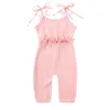 Newborn Toddler Clothing Summer Baby Girls Romper Jumpsuit Ruffle Solid Color Cotton Linen Outfits6073943