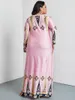Plus -Size -Kleider 2022 Winter Frauen Langarm Kleid 4xl weiblicher Retro -Druck Vintage großer Abayas Muslim