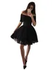 2022 Black Short Graduation Prom Dresses Formal Party Cocktail Off Shoulder Homecoming Vestidos De Evening Gowns