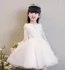 Kız Elbiseleri Fildişi Şifon Çiçek Kız Elbise Çocuk Düğün Resmi Parti Dantel Kılı