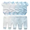 6/9PCS Baby Girl Clothes born Unisex Solid Bodysuits+Pants Cotton Boy Short Sleeve Girls Clothing Cartoon 220326