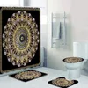 3D bloemen barok damast gouden bloemen douchegordijn set voor badkamer luxe gouden badmatten tapijt toilet woning decor cadeau 220429