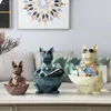 Cat Dog Figurines Resin Moden Crafts Animals Miniature cute ornaments for Home office decoration Storage bowl Carved Collectible 220617