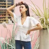 Frauen Blusen Hemden RettyDustty Eintauchend Halsausschnitt Spitze Dame Kurzarm Bluse Fit Sommer Outdoor-Berufung oder Tagesarbeit Mini