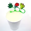 Custom Plants silicone straw toppers accessories cover charms Reusable Splash Proof drinking dust plug decorative 8mm straw