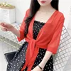 Korean Solid Chiffon Transparent Neckerchiefs Sunscreen Shawl Female Summer Air Conditioned Blouse Cardigan Neck Guard Cloak Silk Scarf R13