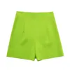 Traf Green High Pans Shorts Женщины весенняя юбка женщина винтажные короткие штаны для уличной одежды повседневная женщина 220509