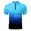 Polos para hombre Moda para hombre Casual Deportes Gradiente Solapa Camisa de manga corta Top debajo del chaleco Camisas para hombre