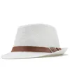 Summer Women Men Straw Sun Hats Vintage Gentleman Beach Panama Hats Chapeu Feminino Fedoras Jazz Cap med läderbälte