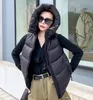 22AW Kobiety moda kamizelki projektantka zimowa puffer kurtka kobieta długa styl bawełniana kamizelka parka dama kontrastuje kolory z kapturem płaszcz jesienne ciepłe płaszcze