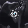 Hoop & Huggie 2022 Bohemia Flower Stainless Steel Stone India Earing For Women Silver Color Earrings Jewelry Aretes De Mujer E9205S04 Moni22