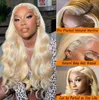 Partihandel 613 Blond spets frontal peruk med babyhår lockigt 100 Glueless Remy Human Hair Wigs For Black Women