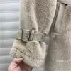 Veste de fourrure de vison fausse femme manteau d'hiver bouton ceinture mode manteau de fourrure de haute qualité