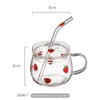 Kupalar saman dirençli sevimli çilek cam yüksek sıcaklıkta kahvaltı su bardağı kawaii kahve süt suyu bardak hediyeler