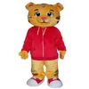 Hela Daniel Tiger Mascot Costume för vuxna djur stora röda Halloween Carnival Party192e