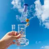 Ny unik vattenpipa vattenpipa 11 tum högt mikroskop DNA dab rig återvinningsmaskin tjock bas helix glas vattenpipa rökande olje bubblare med kvarts bangers och skålar