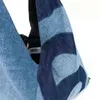 Tassen mm6 vrouwen Japanse grote capaciteit mode blauwe denim print handtas winkeltas 220420