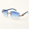 Blaue Bouquet-Diamanten-Sonnenbrille 3524014 mit blauen Holzbeinen und 58-mm-geschliffenen Gläsern