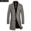 Men S Plaid Wool Coat Winter New Style Fashion Casual Slim Fit Thicken Warm Long Jacket Mane Brand Overcoat LJ201106