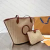 Bolsa de praia de grife bolsa de palha feita à mão bolsas de ombro femininas bolsas de viagem bolsas de mão novo verão com carteiras