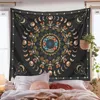 Maan Fase Tapijten Muur Opknoping Botanische Celestial Floral Wall Tapestry Hippie Bloem Muur Tapijten Dorm Decor Sterry