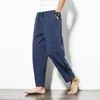 Men's Pants Harem Men's Cotton Linen Loose Male Casual Solid Color Trousers Chinese Style Plus Size SweatpantsMen's
