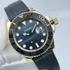 Mens Watches Automatic movement Asia 2813 luminous Eagle eye dial Gold Steel Natural rubber strap Ceramic bezel Sapphire glass 42mm Wristwatch