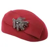 Berets Dame Strass Verziert Fedoras Hut frauen Mode Wolle Mädchen Herbst Winter Kurze Krempe Kappe Woolen Kleine B-8936Berets