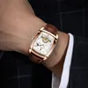 LIGE – montre de luxe pour hommes, carrée, automatique, horloge en cuir véritable, étanche, mécanique, 220530