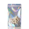 Clear and Holographic Zip Lock Thicken Cosmetic Packing Bags Candy Gift Standing Mylar Foil Pouches Rainbow Color Food Grade