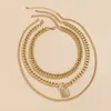 Thick Multilayer Pendant Necklaces Women Fashion Clavicle Gold Necklaces Set Girl Party Jewelry Gift